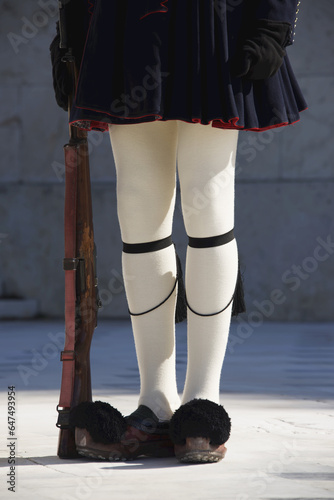 Greek Guardsman With Rifle From Waist Down; Athens, Attica, Greece photo