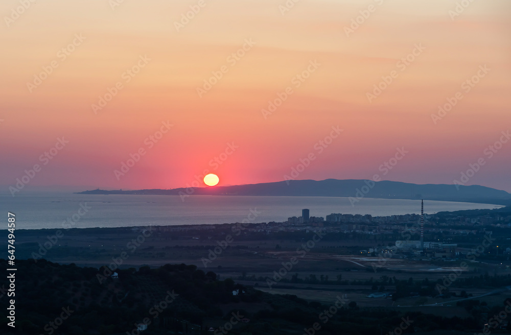 Spectacular sunset, gulf of Follonica, Maremma - Italy.