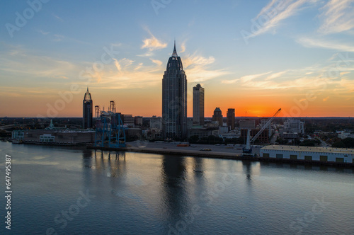 The downtown Mobile, Alabama waterfront skyline at sunset  © George