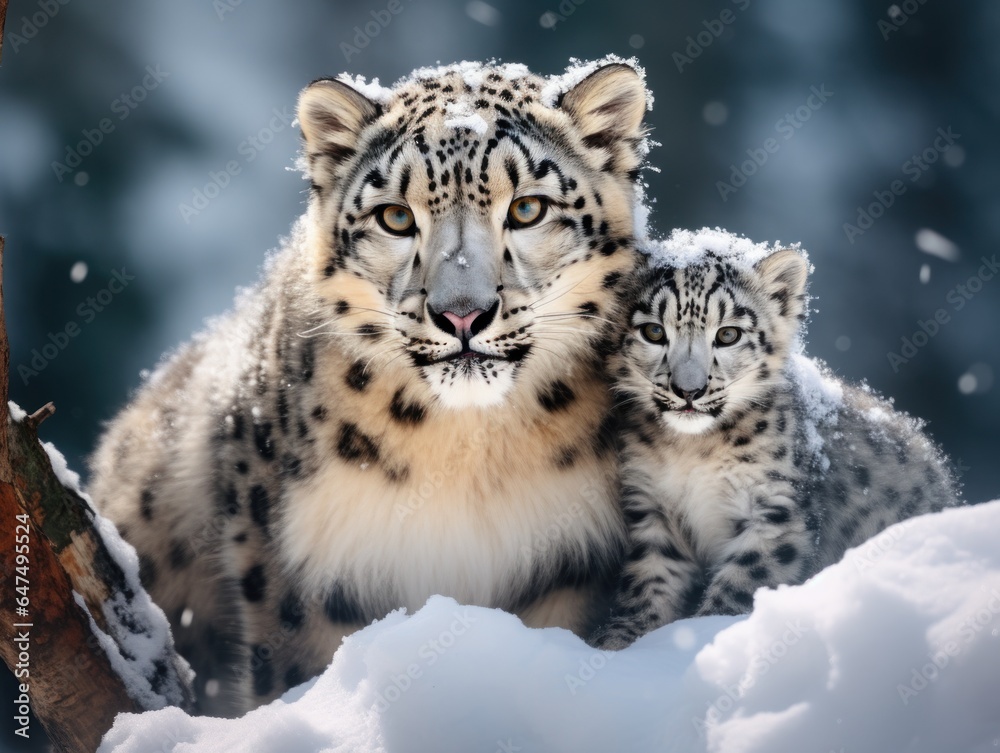Obraz premium snow leopard in snow
