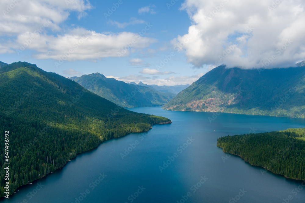 Lake Cushman and the Olympic Mountains of Washington State on a summer day