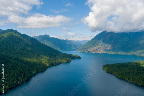 Lake Cushman and the Olympic Mountains of Washington State on a summer day