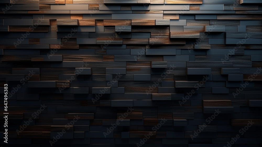 A dark wooden wall with a light shining on it, wooden wall background, Generative AI A dark wooden wall with a light shining on it, wooden wall background, Generative AI