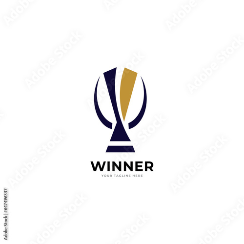 Award winner cup - vector logo template concept illustration in flat style. Star with rays and abstract shapes. Creative sign. Design element.