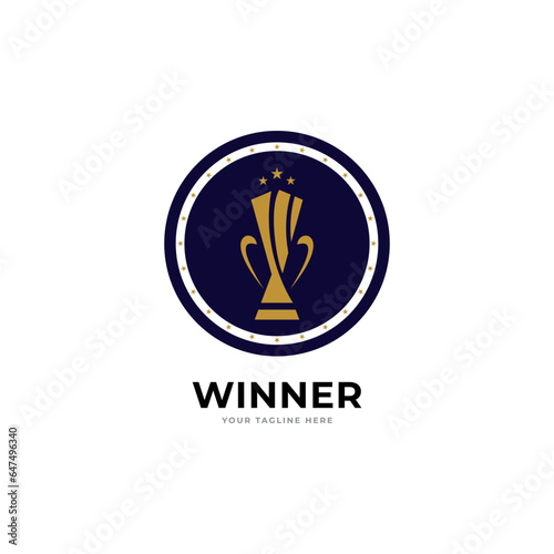 Award winner cup - vector logo template concept illustration in flat style. Star with rays and abstract shapes. Creative sign. Design element.