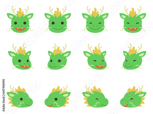 龍の顔アイコンセット