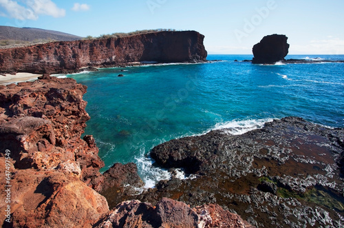 A view of cliffs at sweatheart rock; Lanai, hawaii, united states of america photo