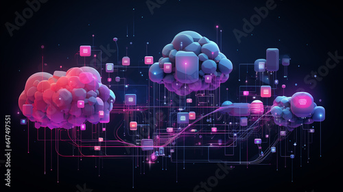 Blue and Magenta Digital Euphoria: AGI Mastery in Cloud Technology, Data Innovation, and Decentralized Cybersecurity
