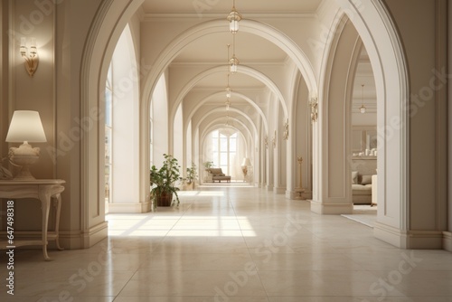 Modern Hallway Design for Luxury Homes with Elegant Lighting, Marble Floors, and Artistic Wall Decor © ParinApril