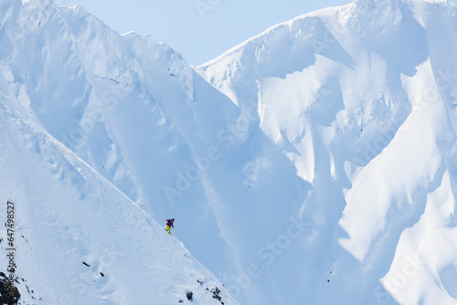 Backcountry Skiing In The Chugach Mountains In Late Winter; Southcentral Alaska, United States Of America photo