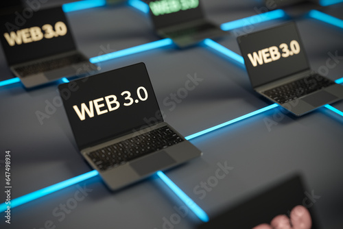 Concepts related to web3.0 decentralization and peer-to-peer connection, 3d rendering