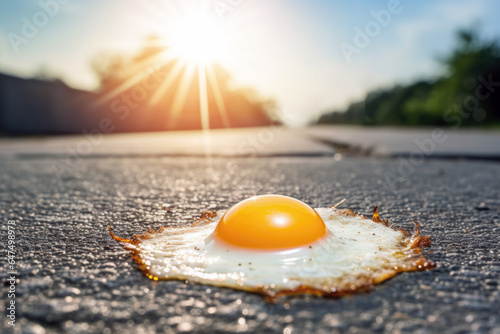 It is so hot you can fry and egg on the sidewalk, hot weather concept