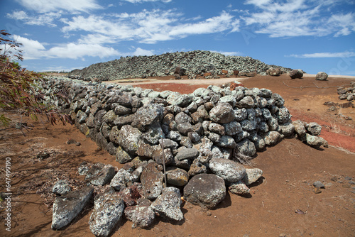 Stone Walls At Upolu Point; Big Island, Hawaii, United States Of America photo
