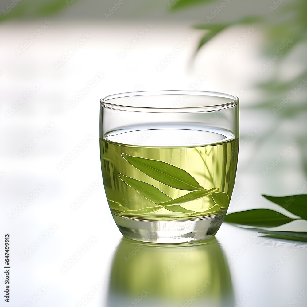 Clear glass cup filled with steaming green tea, exuding a calming aroma and promising moments of tranquility and clarity.
Clear glass cup filled with steaming green tea, exuding a calming aroma and promising moments of tranquility and clarity.