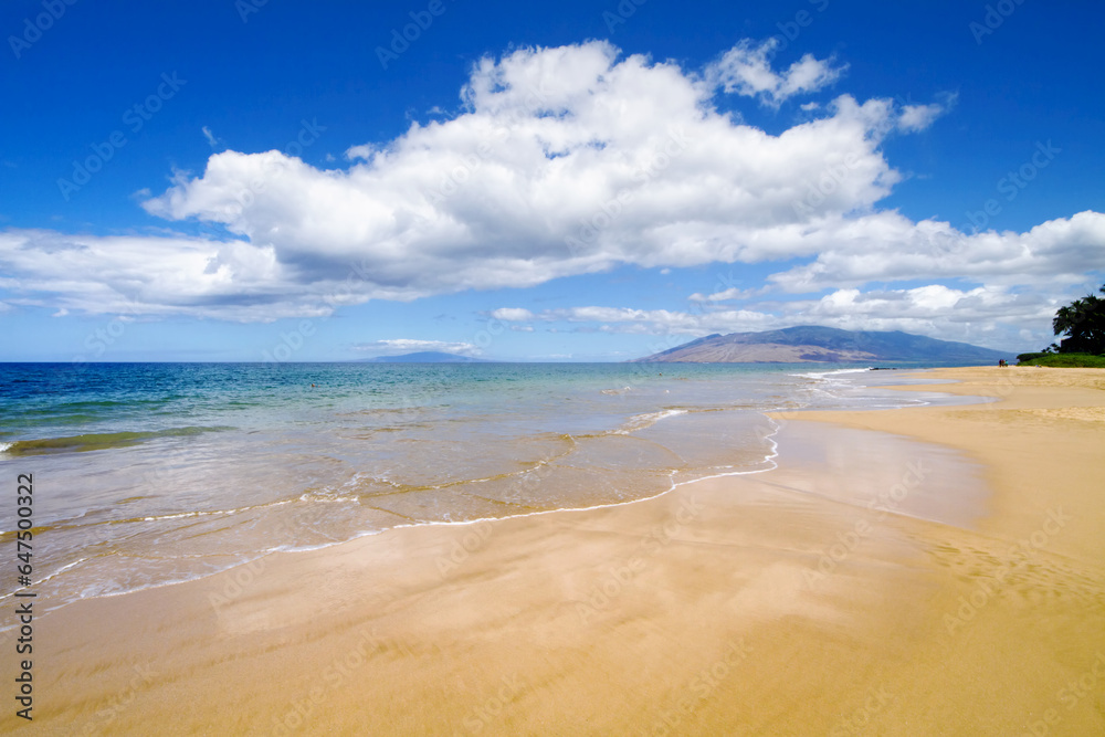Hawaii, Maui, Wailea, Keawakapu Beach, Ocean Sky And Sand On Maui. Hawaii, Maui, Wailea, Keawakapu Beach, Ocean Sky And Sand On Maui.