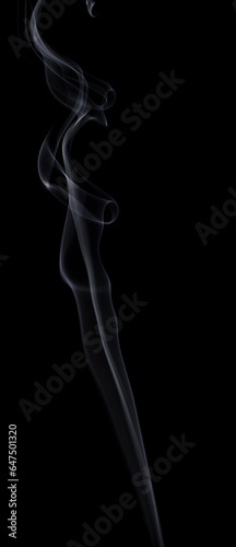 Abstract white smoke swirls on black background.