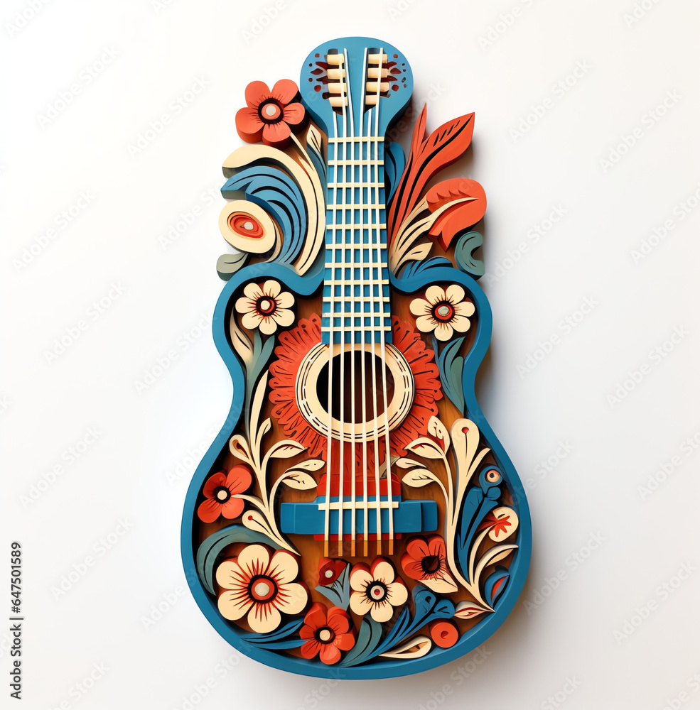Obraz premium Artistic Wood Plaque with Guitar Design