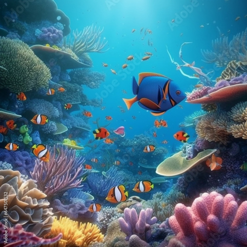 various kinds of coral reef fish that are swimming in coral reefs