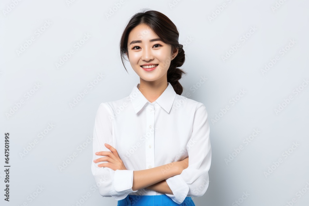Portrait of an Asian woman with white wall background. Portrait of an Asian woman with white wall background.