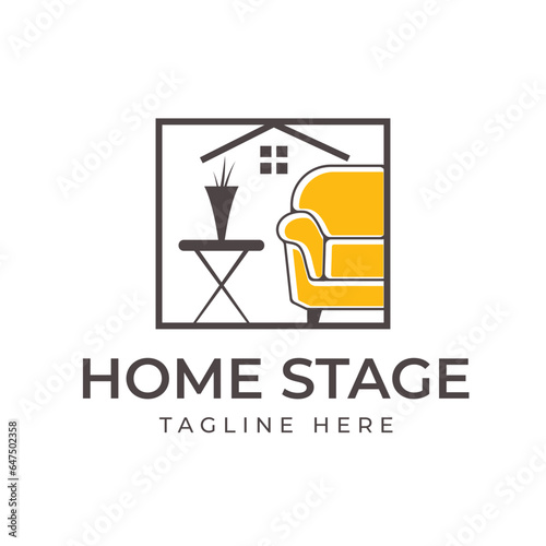 Home staging luxury logo design. Interior design vector illustration for realtor business.