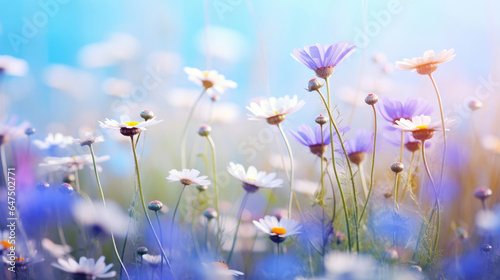 Landscape of beautiful wildflowers in cool blue colors © Veniamin Kraskov
