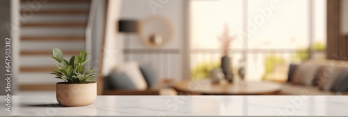 Empty space on a tabletop with modern living room in the background, Banner.