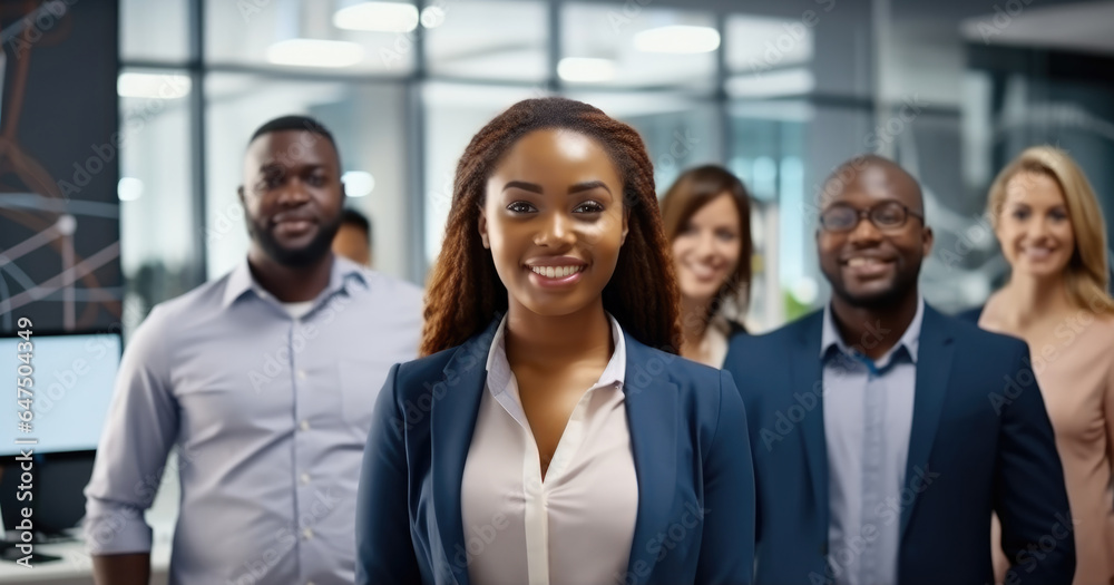 Confidence and success, Happy Group Of Business People Standing in the Office. Confidence and success, Happy Group Of Business People Standing in the Office.