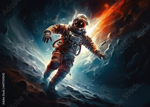 A man in a space suit with a helmet on