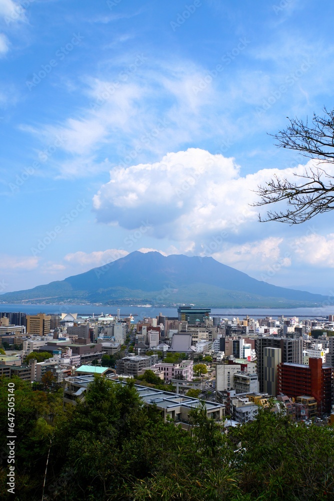 View of Sakurajima from Shiroyama Park Observatory, Japan