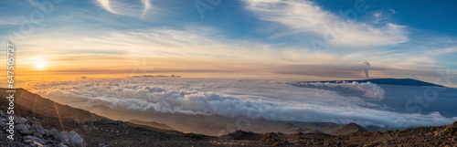 Spectacular golden twilight and view of 2022 eruption of Mauna Loa Volcano, Big Island, Hawaii, USA