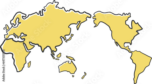 ラフな線で描かれた世界地図のイラスト素材