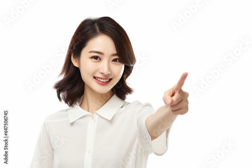 woman pointing at something