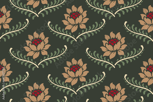 Ethnic ikat design Aztec tribal african art. Seamless pattern in tribal, folk embroidery, and Mexican style. Geometric ornament. Design for print fabric carpet, wallpaper, clothing, wrapping, fabric