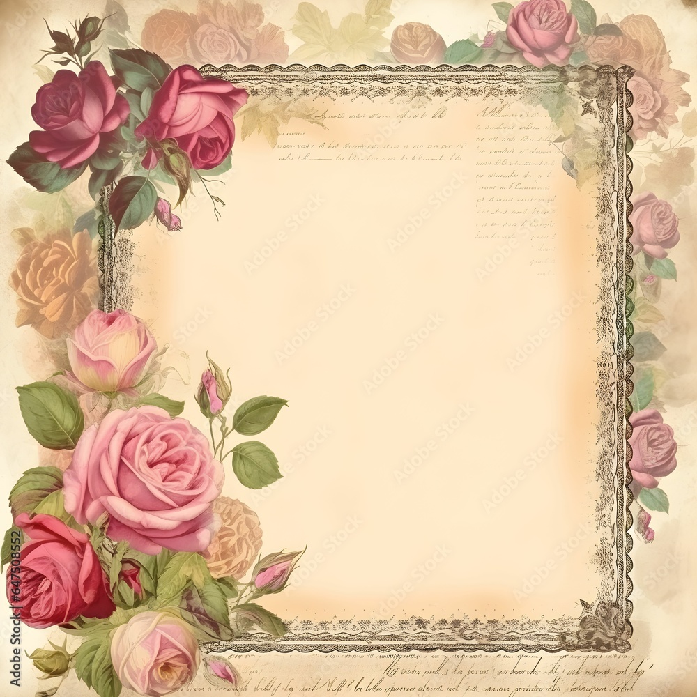 blank noted pad with roses ai gernerated blank noted pad with roses ai gernerated