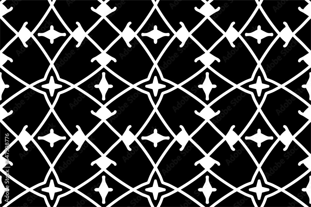 Fototapeta premium Handwritten black white line abstract wall pattern seamless background
