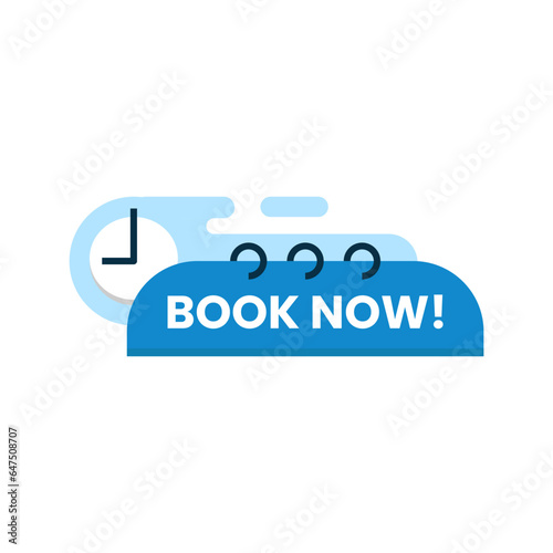 book now button concept illustration flat design vector eps10. modern graphic element for ui, banner, infographic, icon, sticker