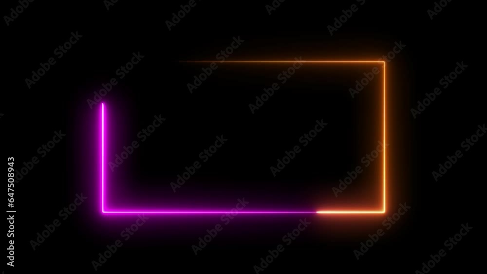 Neon Light deep yellow and pink color glowing shape animation in retro style. Seamless background 4k video