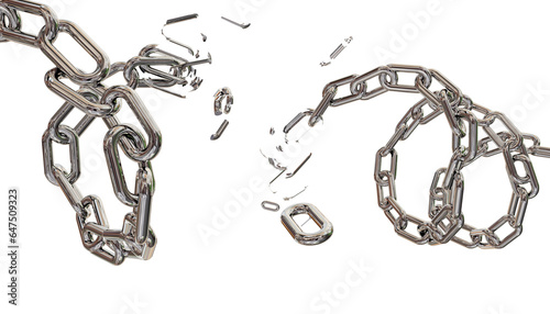 chain breaking circle round complex break in the center isolated for background - 3d rendering