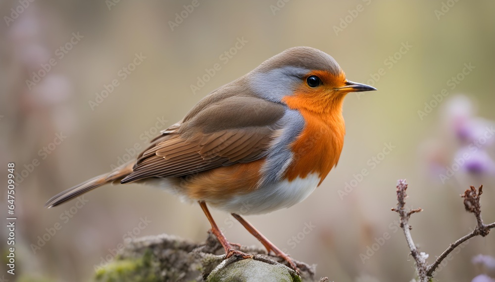 Red Robin bird close up in the spring garden. Red Robin bird close up in the spring garden.