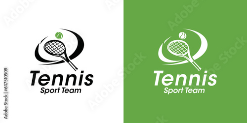 Tennis Logo Template Vector. tennis court logo, tennis ball, tennis racket