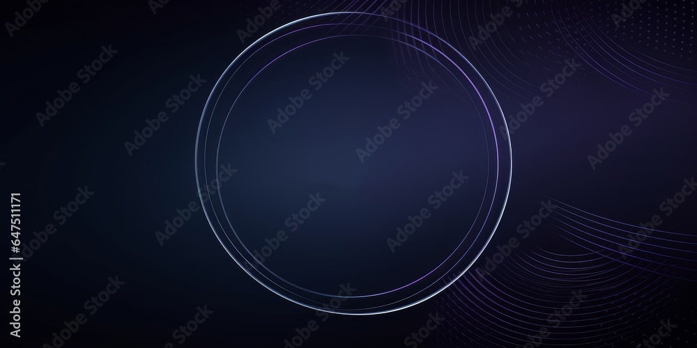 Abstract dark background with white circle rings. Digital future technology concept.  illustration, Generative AI