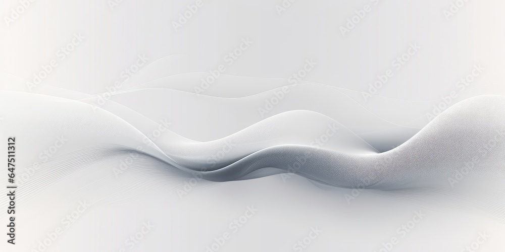 Grey and white abstract background with flowing particles. Digital future technology concept.  illustration, Generative AI