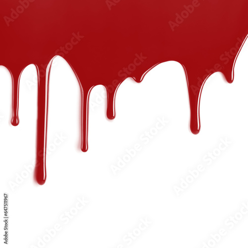 red blood paint dripping on white isoleted