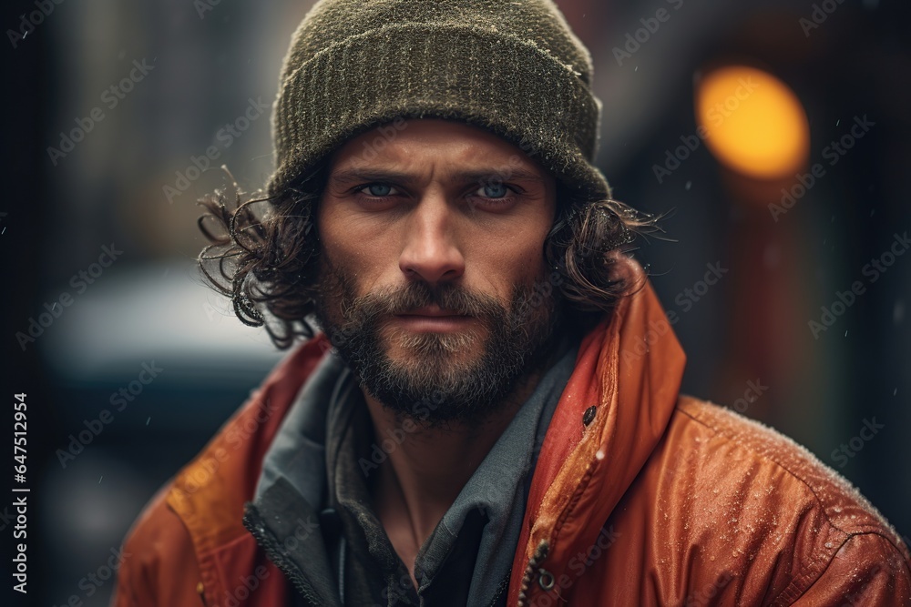 Close-up portrait of A bearded middle-aged looks at the camera, A man 70 year old Close-up portrait of A bearded middle-aged looks at the camera, A man 70 year old