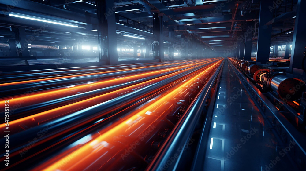Fototapeta premium An Industrial Backdrop Displaying Motion Within a Factory