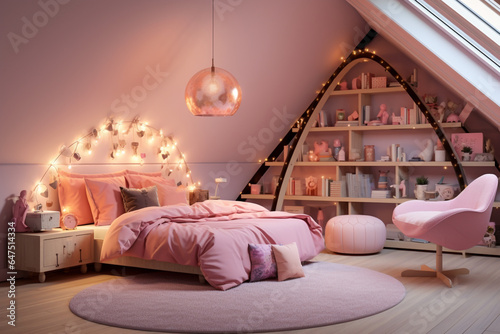 3d rendering interior elements of teenage girl s room
