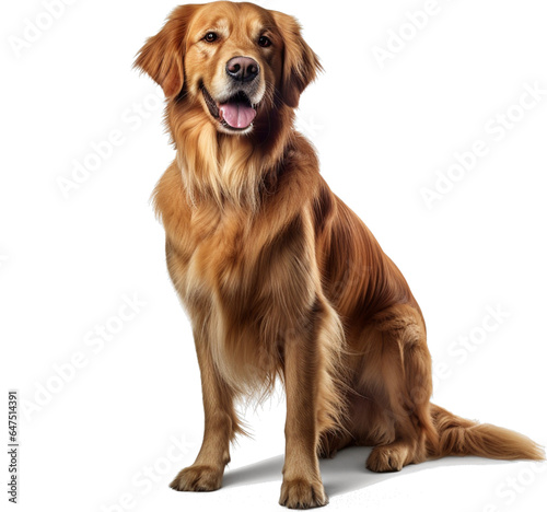 Golden Retriever dog, full body, no shadows, maximum details, sharpness throughout the image, maximum resolution, lifelike on a white