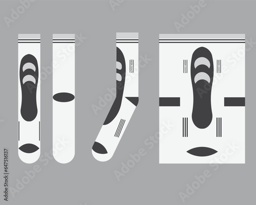 Socks print ready set. Vector illustration in black and white colors.