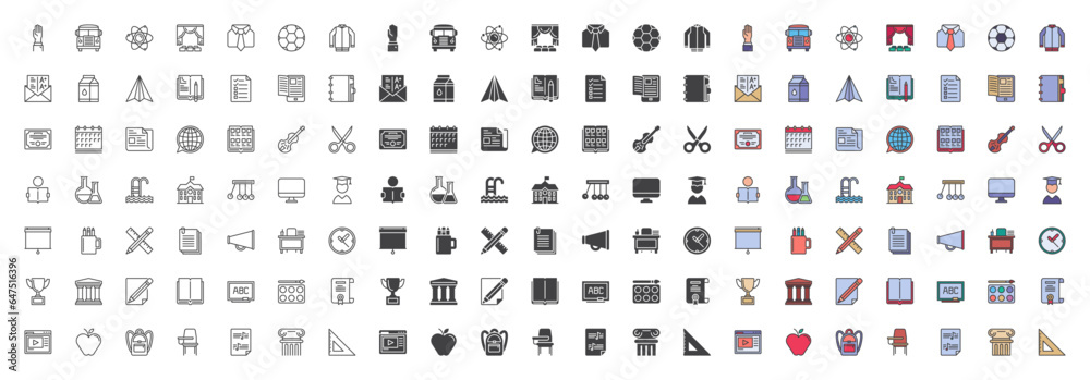 Education and science different style icon set Education and science different style icon set