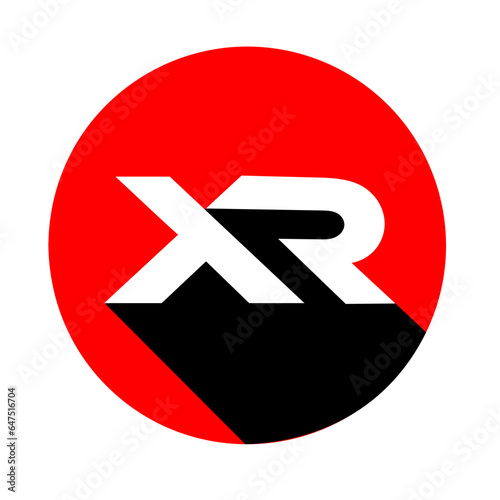 Free Download XR Letter Logo, circle shape long shadow concept with black on white background - GFXLoad
